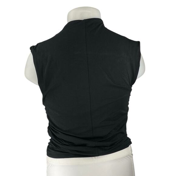 Abercrombie & Fitch Womens Black Sleeveless Ruched Mock Neck Crop Tank Top Sz XL - Picture 3 of 4